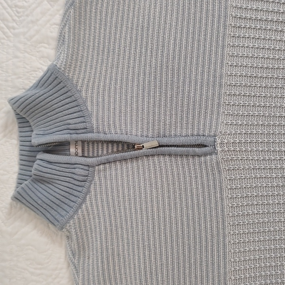 Liz Claiborne Baby Blue & White Zip Front Turtleneck /Size M - Picture 3 of 11